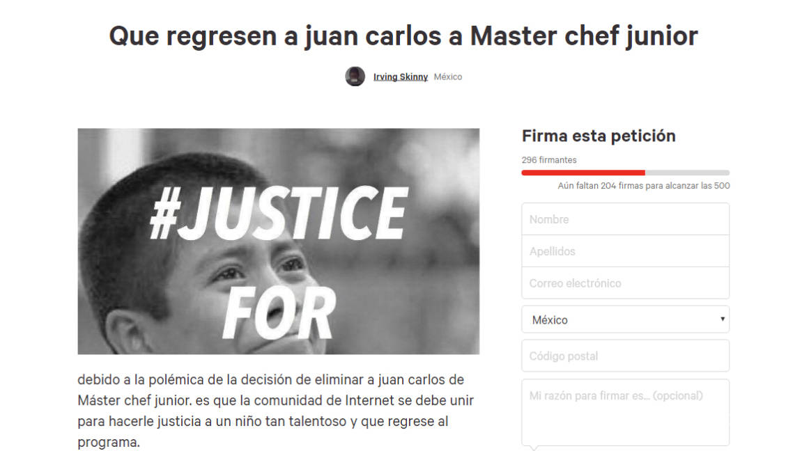 $!Con marcha y petición en Change.org usuarios de redes sociales buscan que Juan Carlos regrese a MasterChef