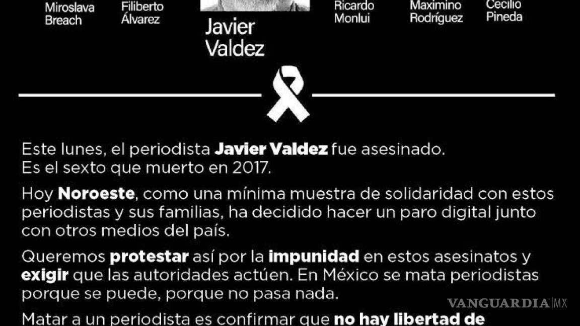 Convoca Animal Político a paro de labores por asesinato de 6 periodistas en 2017