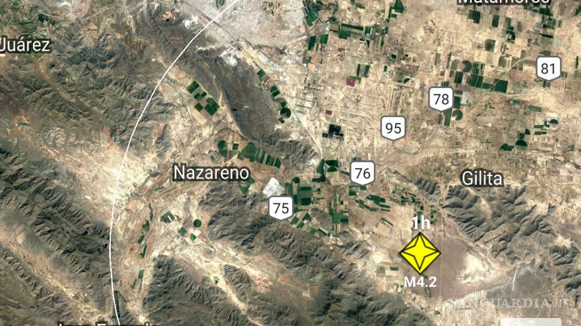 Temblor de 4.2 en Matamoros; se siente en Torreón