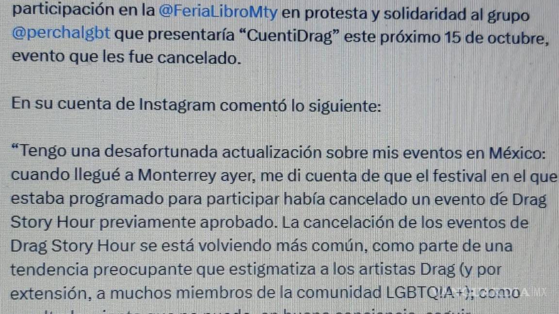 Autora de “Divergente” cancela participación en FIL Monterrey en apoyo a Drag Queen
