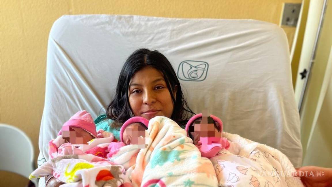 Trillizas nacidas en Clínica 7 del IMSS Monclova ya están en casa, junto a sus padres