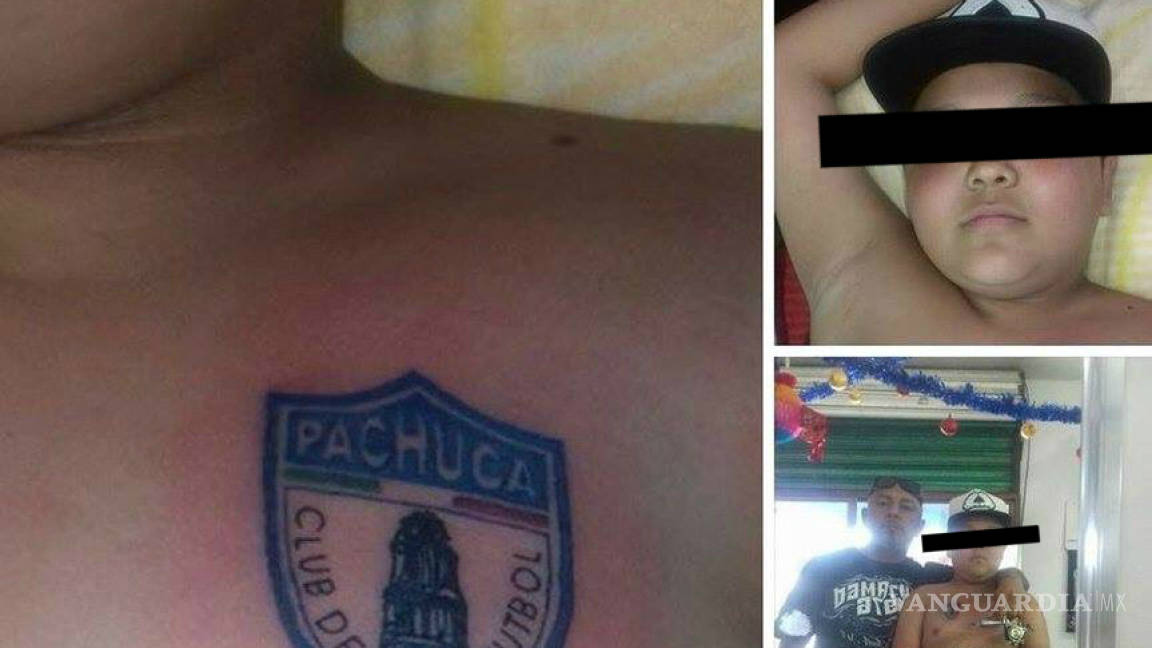 Papá tatuó el escudo del Pachuca a su hijo... de tan sólo 12 años
