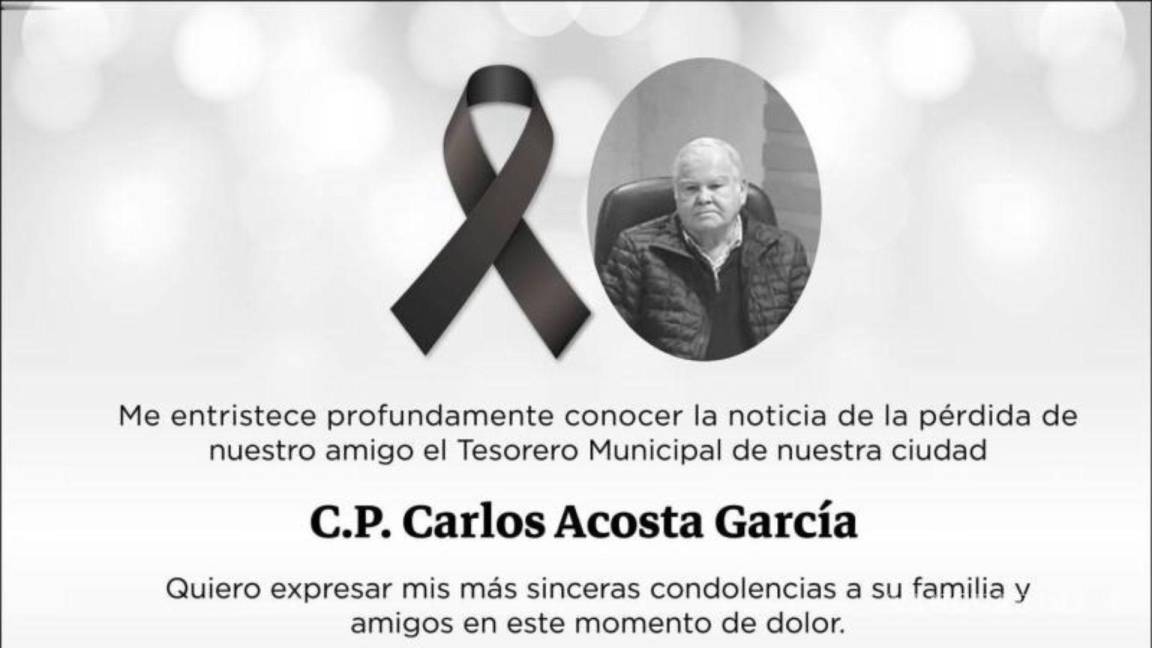 Fallece por complicaciones de cáncer el tesorero de Frontera, Coahuila, Carlos Acosta García