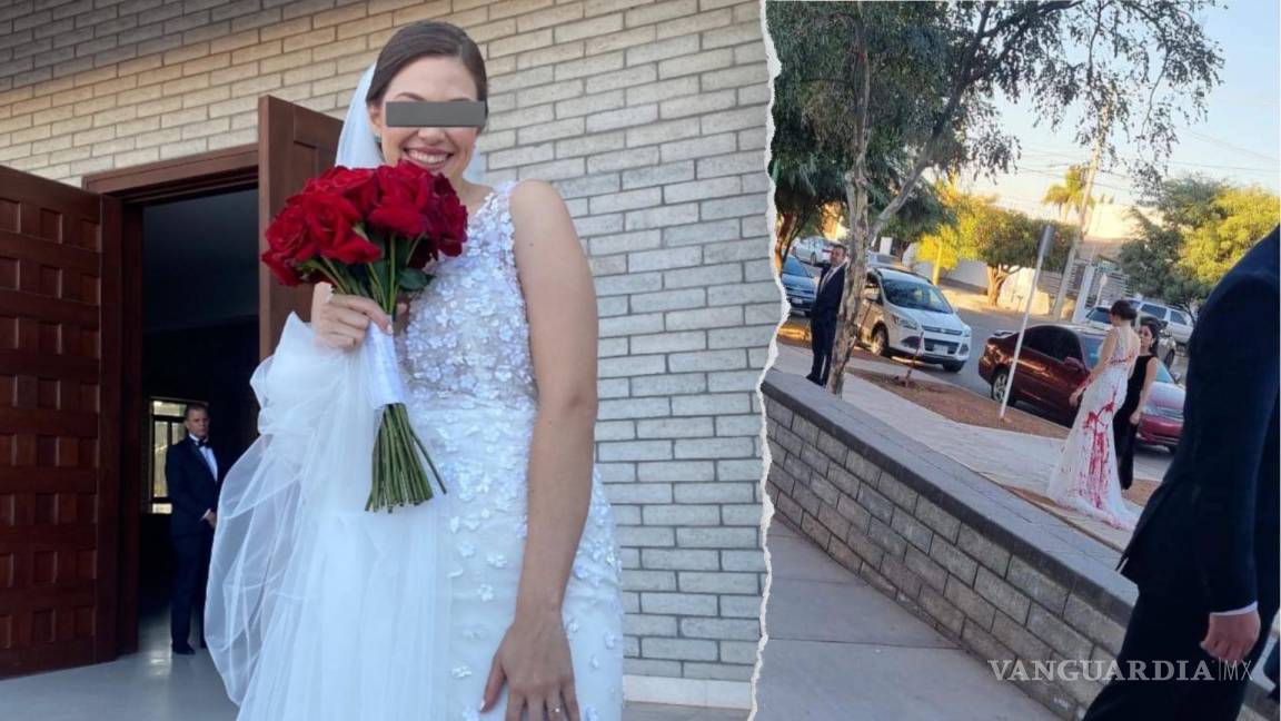 Novia enfrenta a familia de su novio el día de su boda en Sonora; suegra la baña en pintura roja afuera de la iglesia