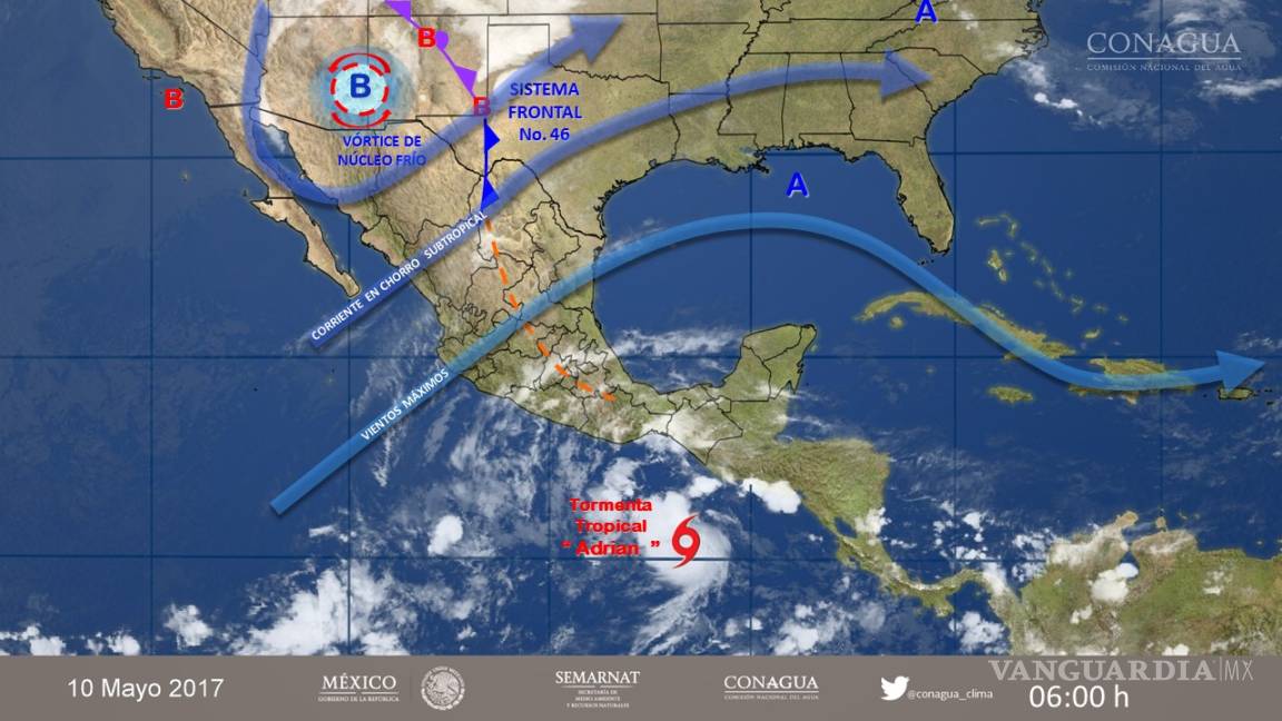 Se forma Adrián, el primer ciclón de la temporada 2017 en el Pacífico Mexicano