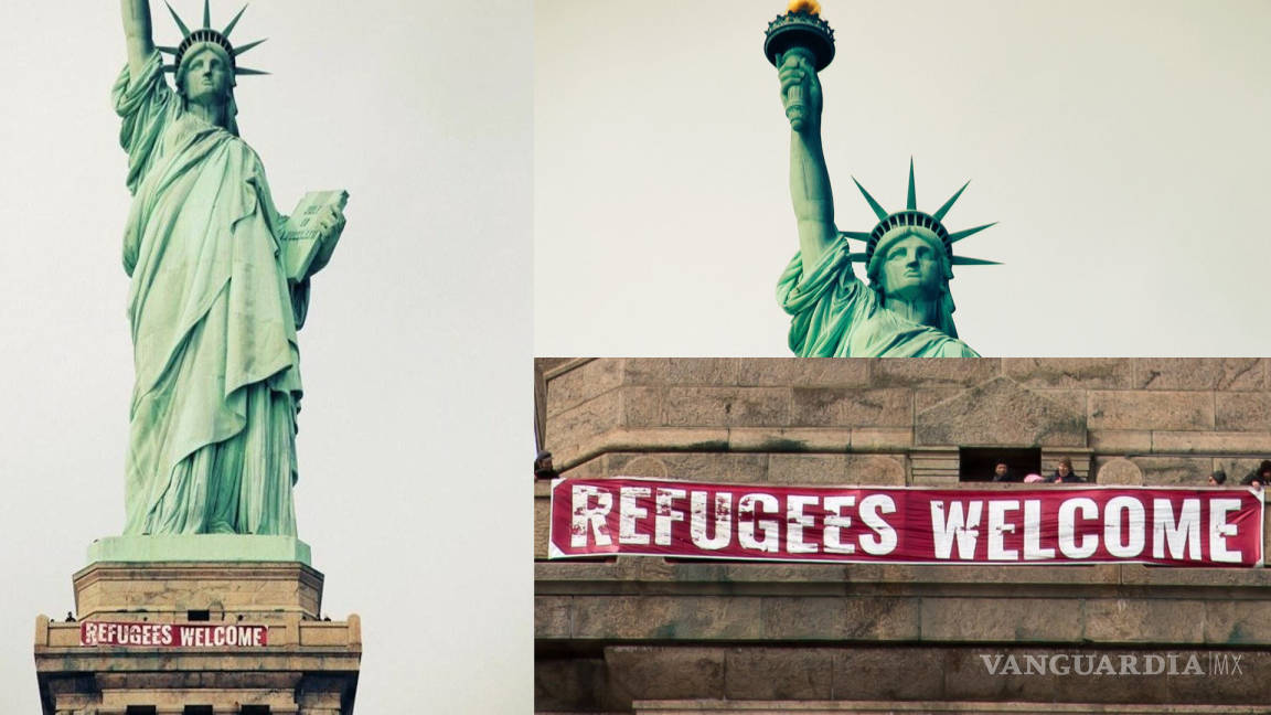 La Estatua de la Libertad le da &quot;la bienvenida&quot; a los refugiados