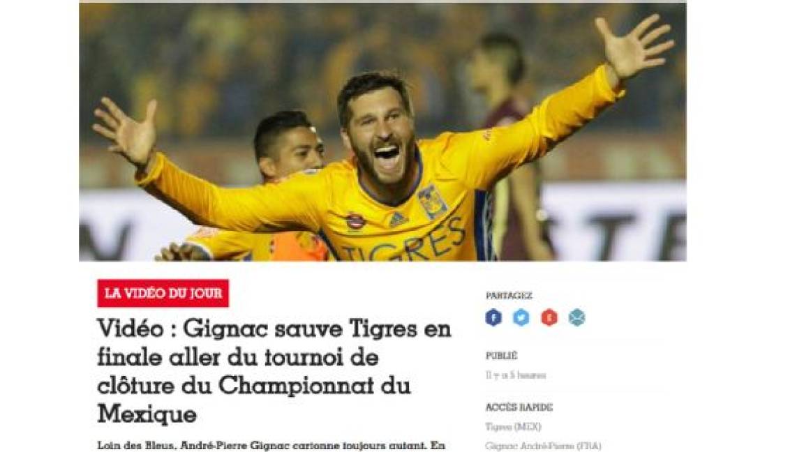 Gignac acaparó diarios de Francia por goles en final