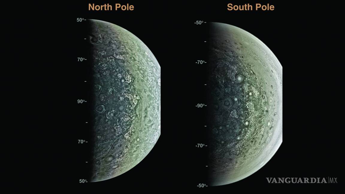 Juno muestra los polos de Júpiter por primera vez