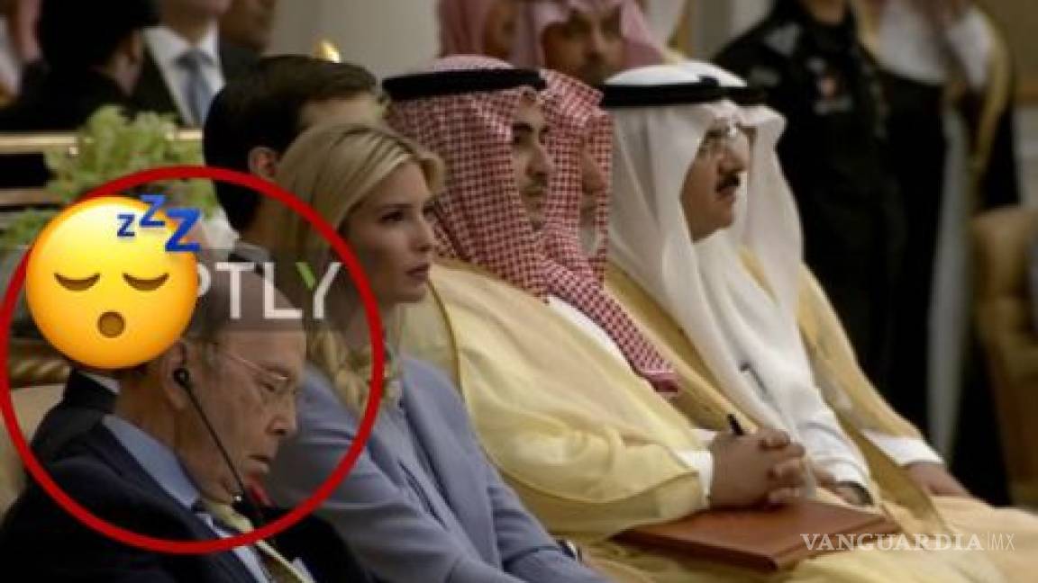 Secretario de Comercio de EU se duerme durante discurso de Trump en Arabia