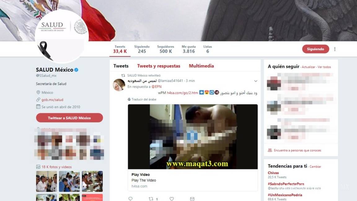 Hackean cuenta de Secretaría de Salud en Twitter