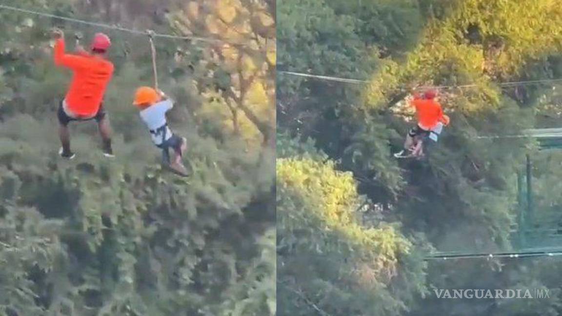 Se salva niño de milagro; cae 12 metros de tirolesa en Parque Fundidora de Monterrey