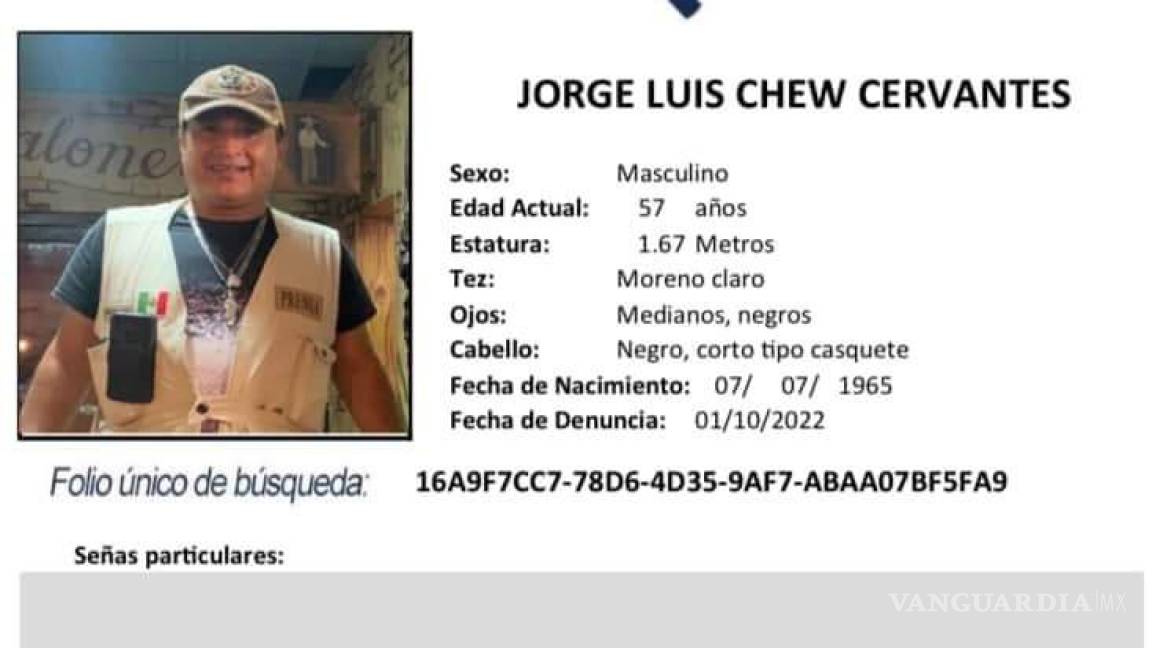 Reportan la desaparición del periodista Jorge Luis Chew en Guerrero
