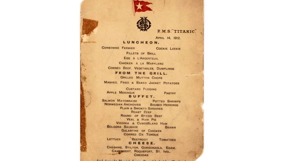 Subastarán el último menú que se sirvió en el Titanic antes de su hundimiento