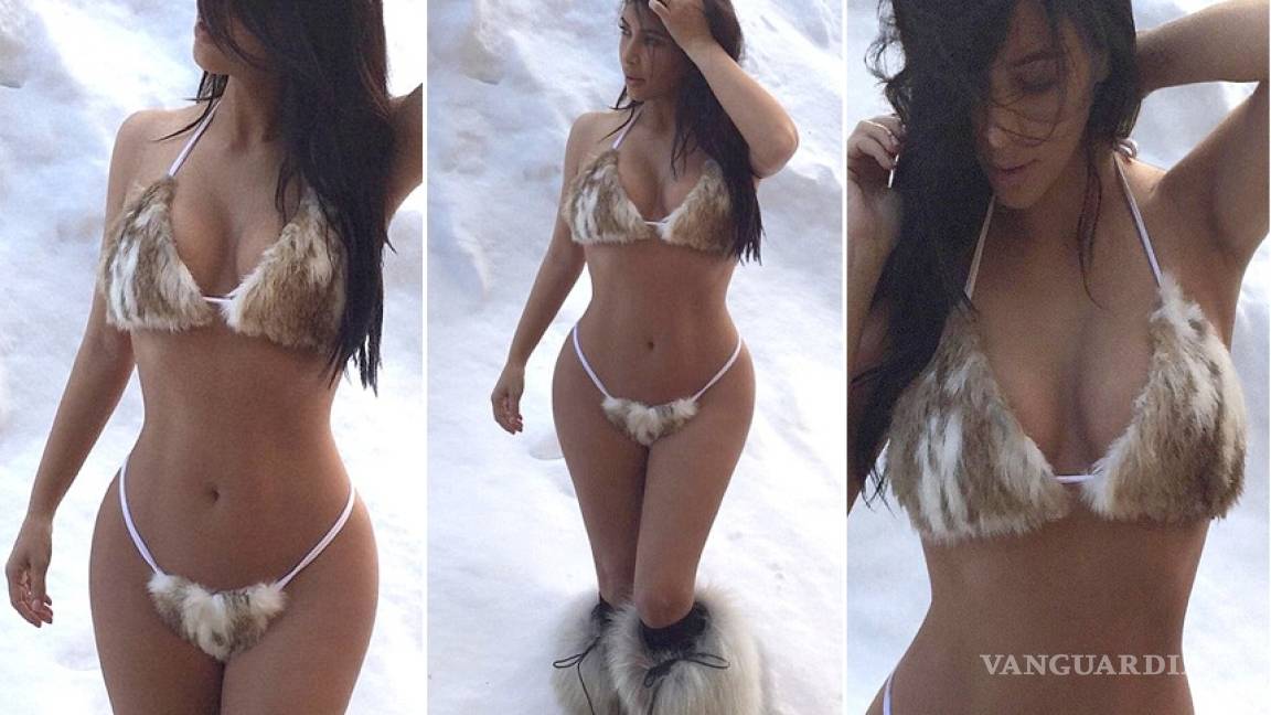 Kim Kardashian luce bikini en la nieve