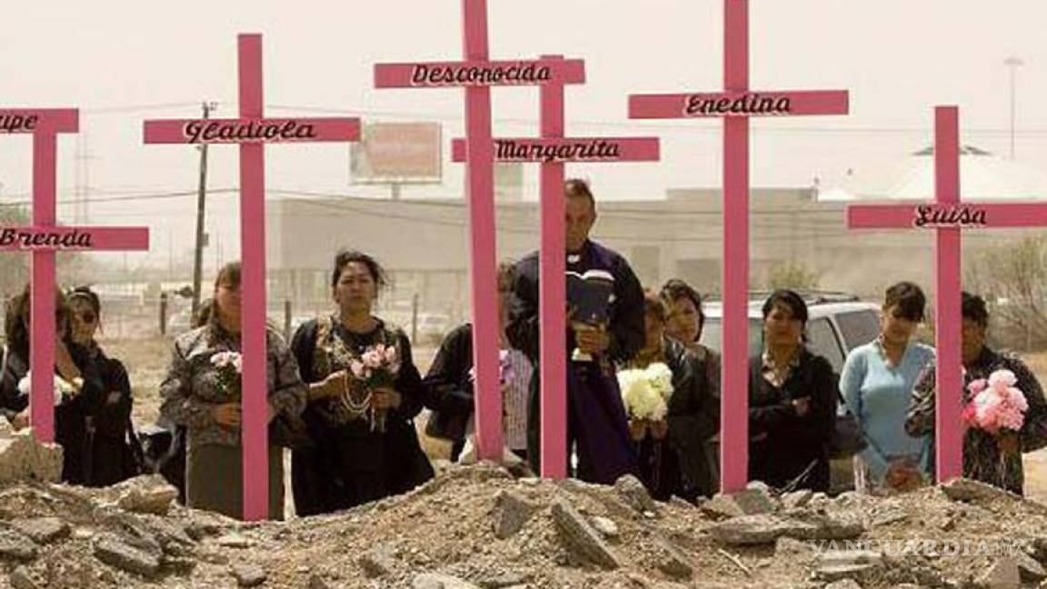 Cruces de color rosa en honor a mujeres asesinadas en Estado de México