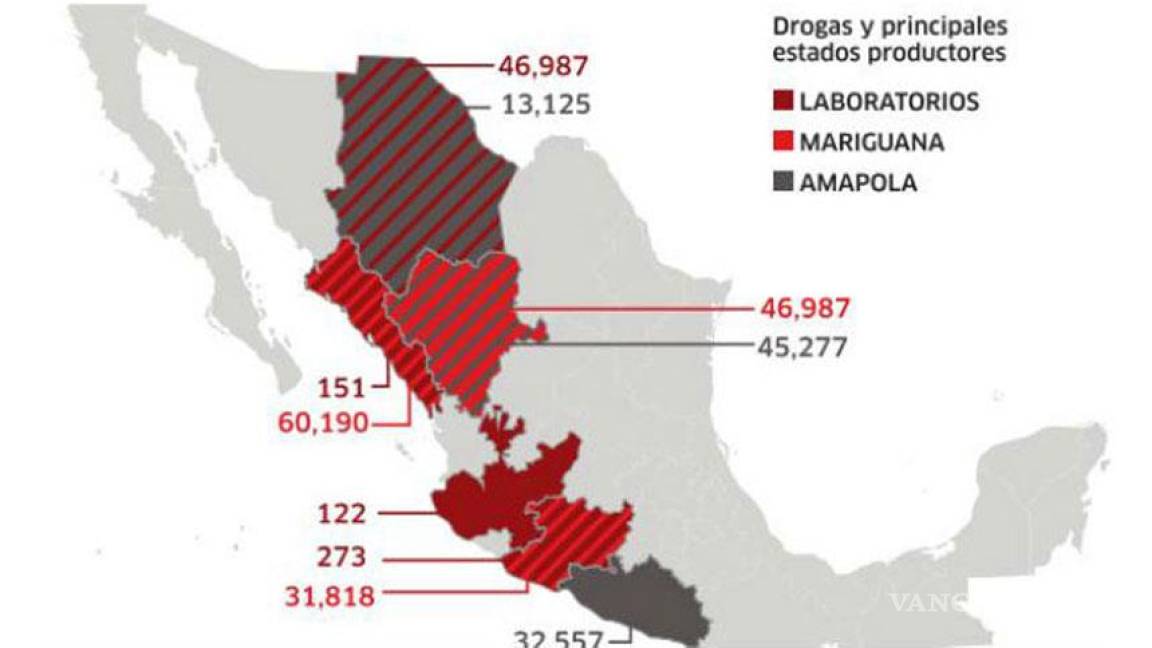 Rige México consumo y precio de drogas en EU