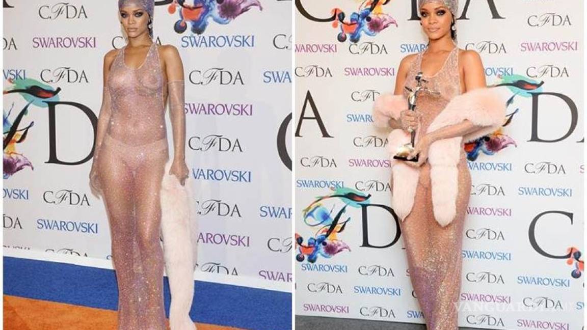 Semidesnuda, Rihanna recibe premio de moda