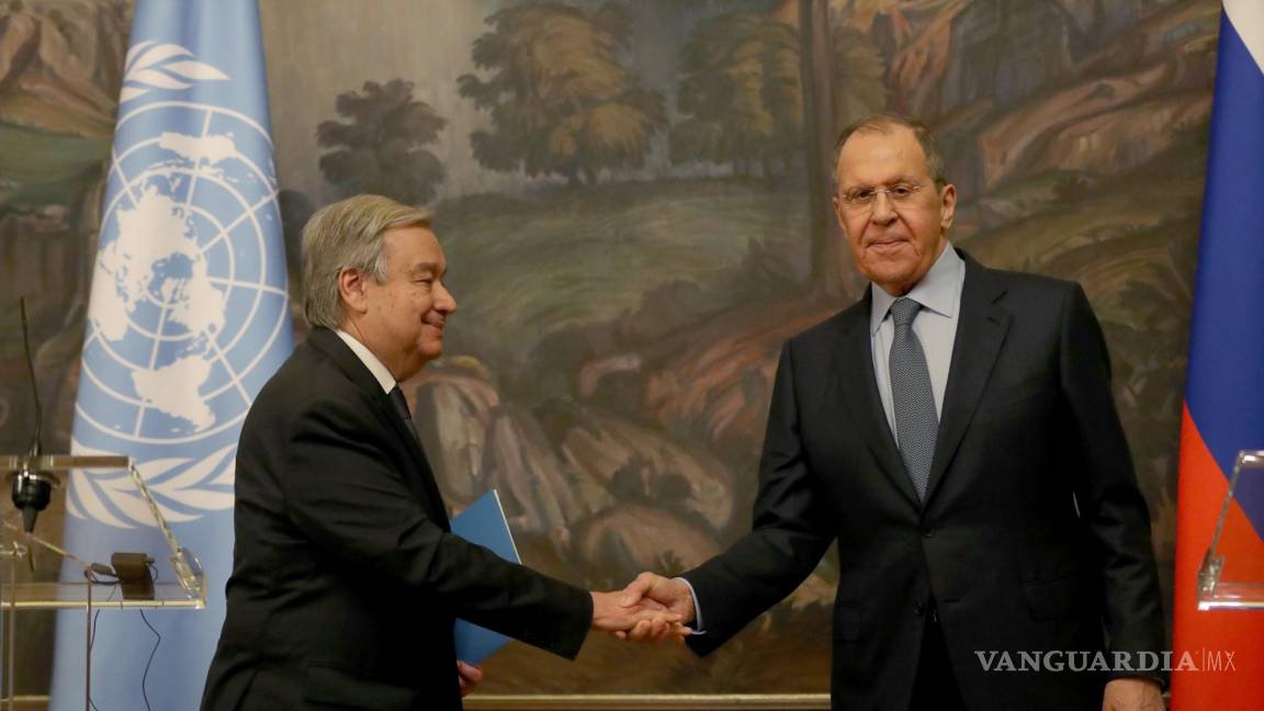 $!El ministro de Relaciones Exteriores de Rusia, Sergei Lavrov y el secretario general de la ONU, Antonio Guterres en Moscú, Rusia.