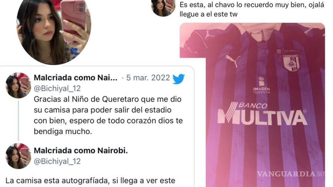Buscan a niño que regaló jersey del Querétaro a aficionada del Atlas para que pudiera salir del estadio