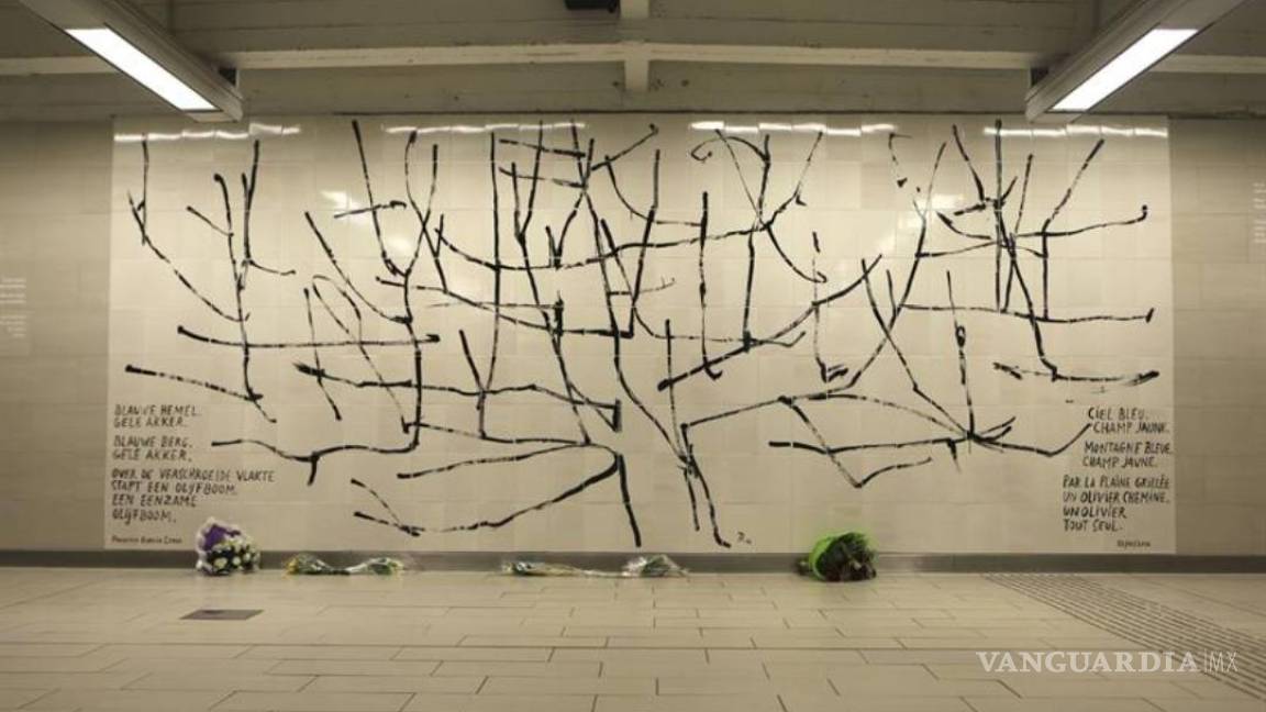 Mural con un poema de Lorca homenajea a víctimas de atentados en Bruselas