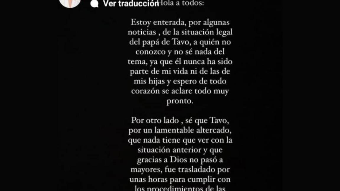 La influencer subió un comunicado a sus historias de IG. $!La influencer subió un comunicado a sus historias de IG.