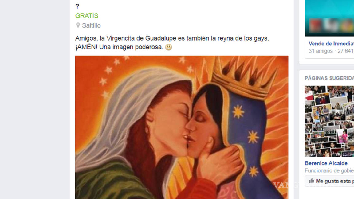 &quot;Beso&quot; de la Virgen de Guadalupe causa polémica en Facebook