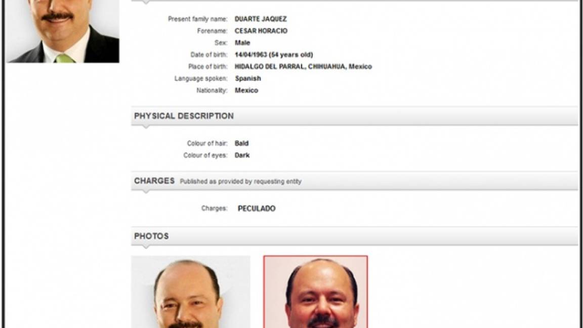 La Interpol actualiza ficha roja con la que se busca a César Duarte