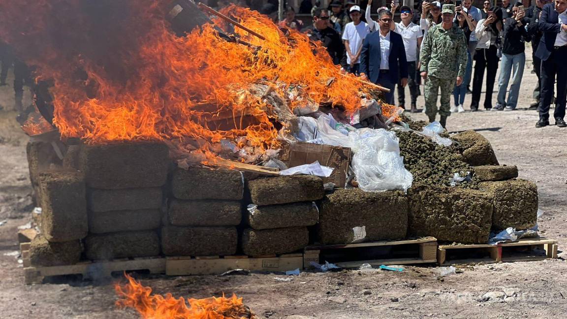 Incineran en Saltillo 806 kilos de droga