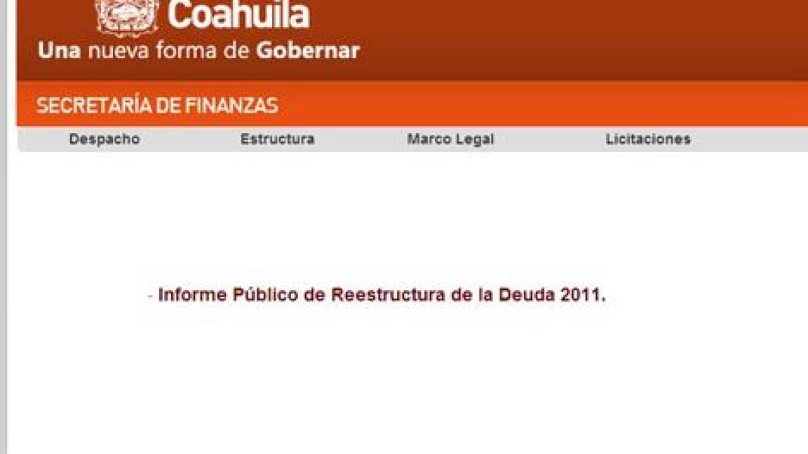 Transparenta gobierno estatal información sobre deuda de Coahuila