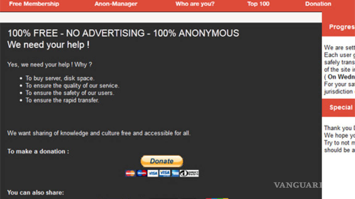 Anonymous lanza Anonyupload, sitio suplente de Megaupload