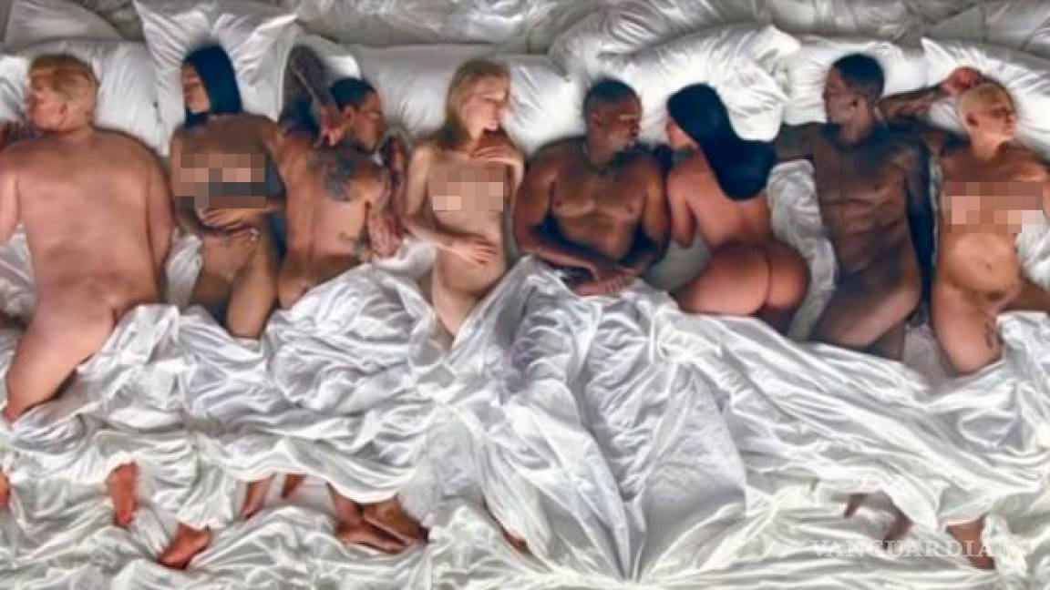 Kanye West desnuda y comparte cama con Swift, Trump y Kim Kardashian en su último video
