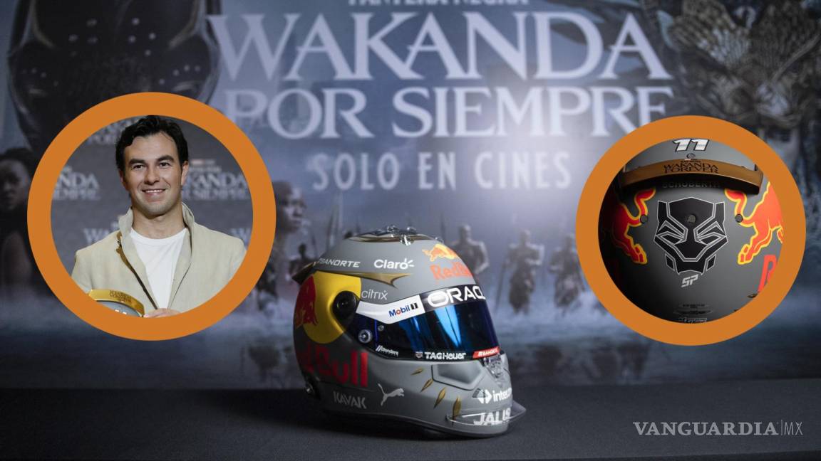 ‘Se convertirá’ Checo Pérez en ‘Black Panther’ para el GP de Brasil; con casco promociona estreno de filme