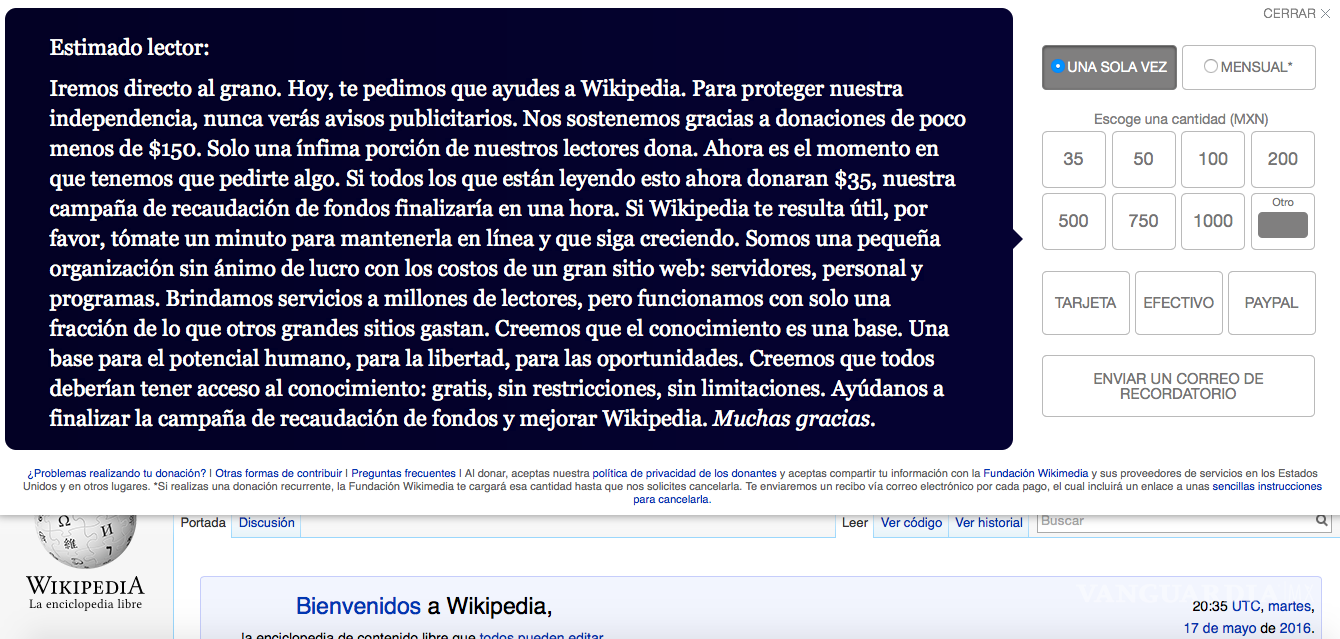 $!Wikipedia necesita dinero