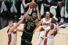 Jaime Jáquez Jr. tuvo una discreta actuación en el duelo ante los Celtics de Boston, quienes lideran la serie ante el Heat.