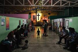 Migrantes en el refugio Amparito en Villahermosa, Tamaulipas, México.