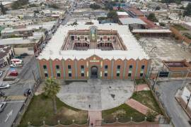 Vista aérea de la Escuela Coahuila, ubicada en la Zona Centro de Saltillo.