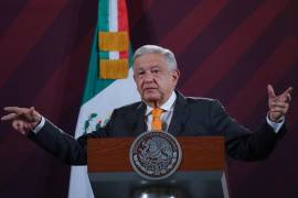 Andrés Manuel López Obrador, presidente de México, encabeza la conferencia matutina en Palacio Nacional para responder a preguntas de los representantes de los medios de comunicación.