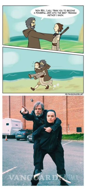 $!Mark Hamill y Daisy Ridley 'homenajean' escena de Yoda y Luke