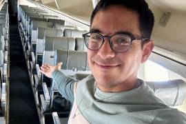 Jorge mostró en sus redes sociales su vuelo desde Tamaulipas con destino al AIFA en el Estado de México, completamente sólo.