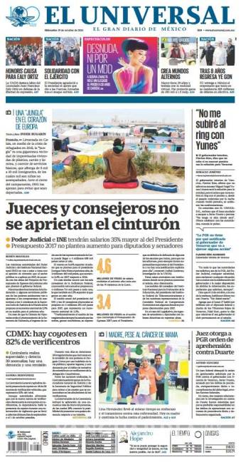 $!Titulares Prensa Nacional 19/10/2016