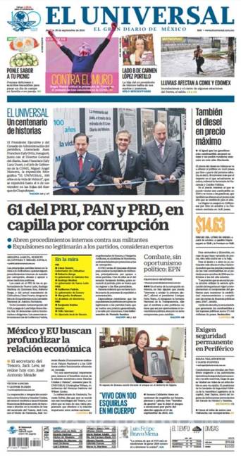 $!Titulares Prensa Nacional 29/09/2016