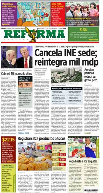$!Titulares Prensa Nacional 12/01/2017