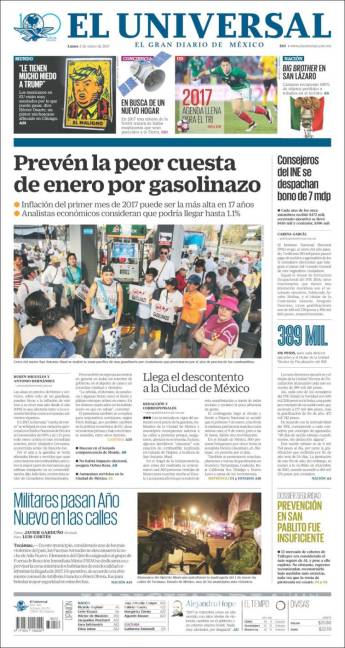 $!Titulares Prensa Nacional 02/01/2017