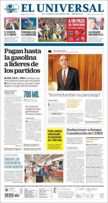 $!Titulares Prensa Nacional 16/01/2017