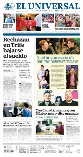 $!Titulares Prensa Nacional 14/02/2017