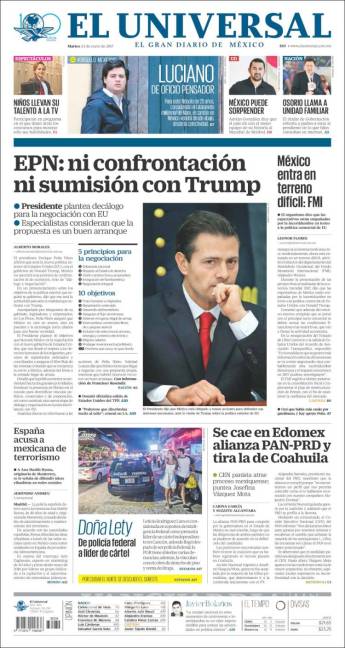 $!Titulares Prensa Nacional 24/01/2017