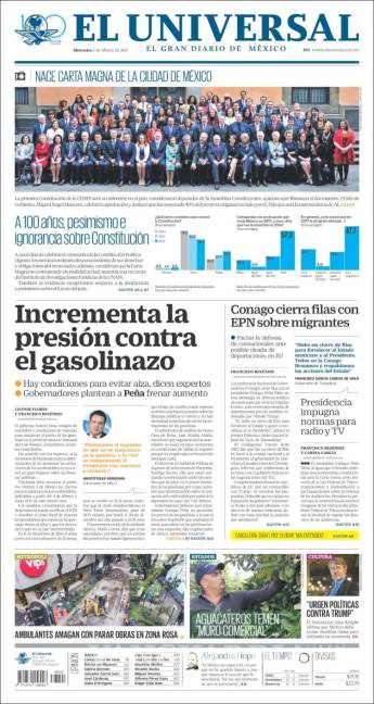 $!Titulares Prensa Nacional 01/02/2017