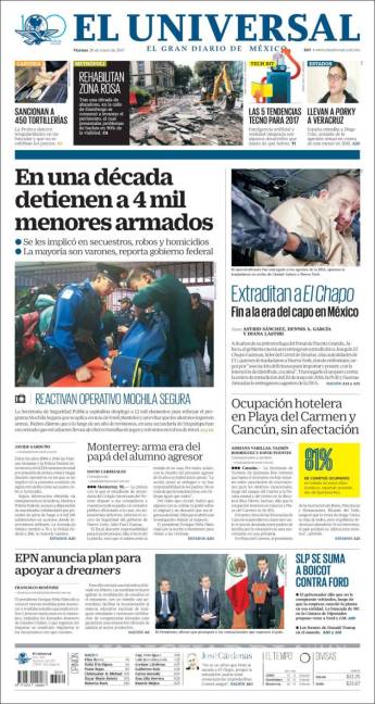 $!Titulares Prensa Nacional 20/01/2017