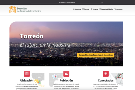 La página web proporciona datos detallados sobre la población económicamente activa, el PIB, infraestructura y otros aspectos relevantes para los inversores interesados en Torreón.