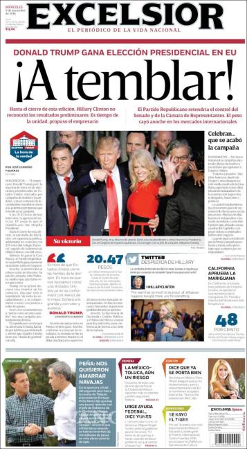 $!Titulares Prensa Nacional 09/11/2016